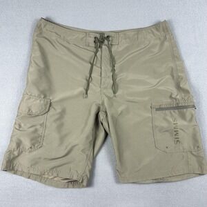 Simms SolarFlex Shorts Mens 38 Khaki Fishing Outdoor Lightweight Quick Dry Cargo